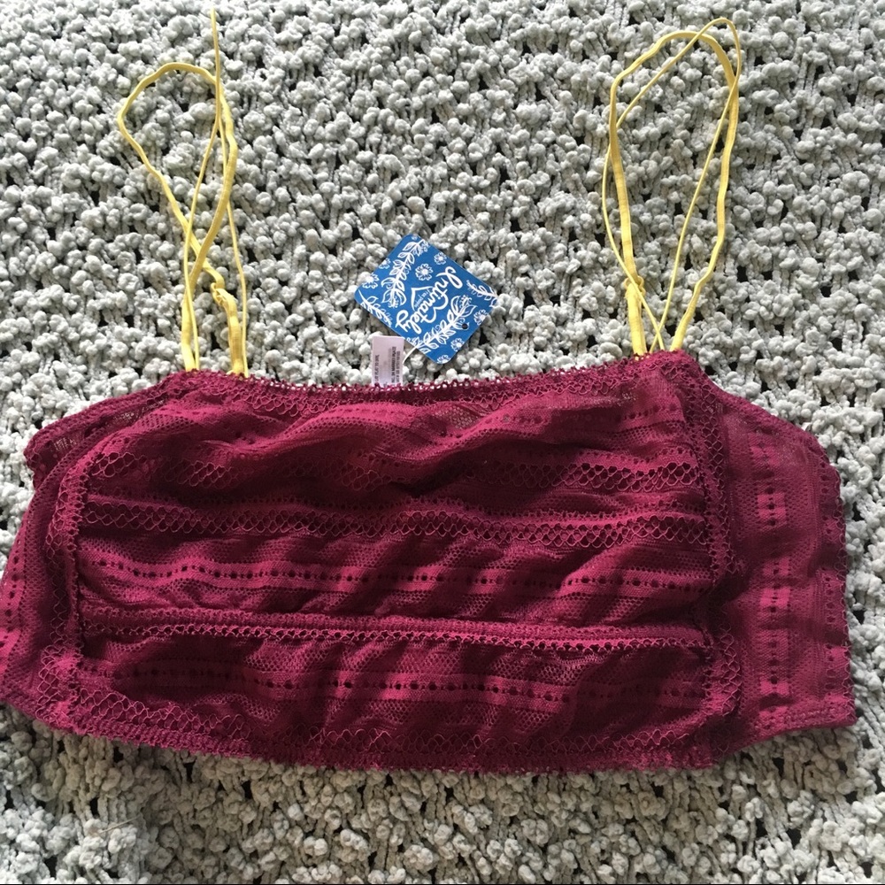 Free People Lace raspberry longline Bralette
